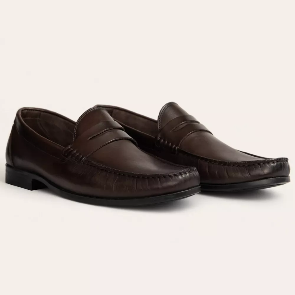 Sapato Mocassim Penny Loafer Café/Tostado