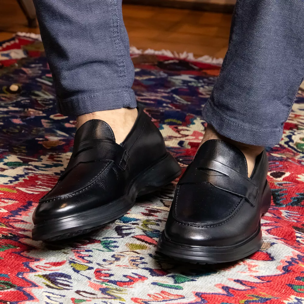Sapataria Cometa Black Leather Penny Loafers Mens Size 42 Almond Toe Slip Shoe Sapato Casual Penny Loafer Preto | Sapataria Cometa main image 4