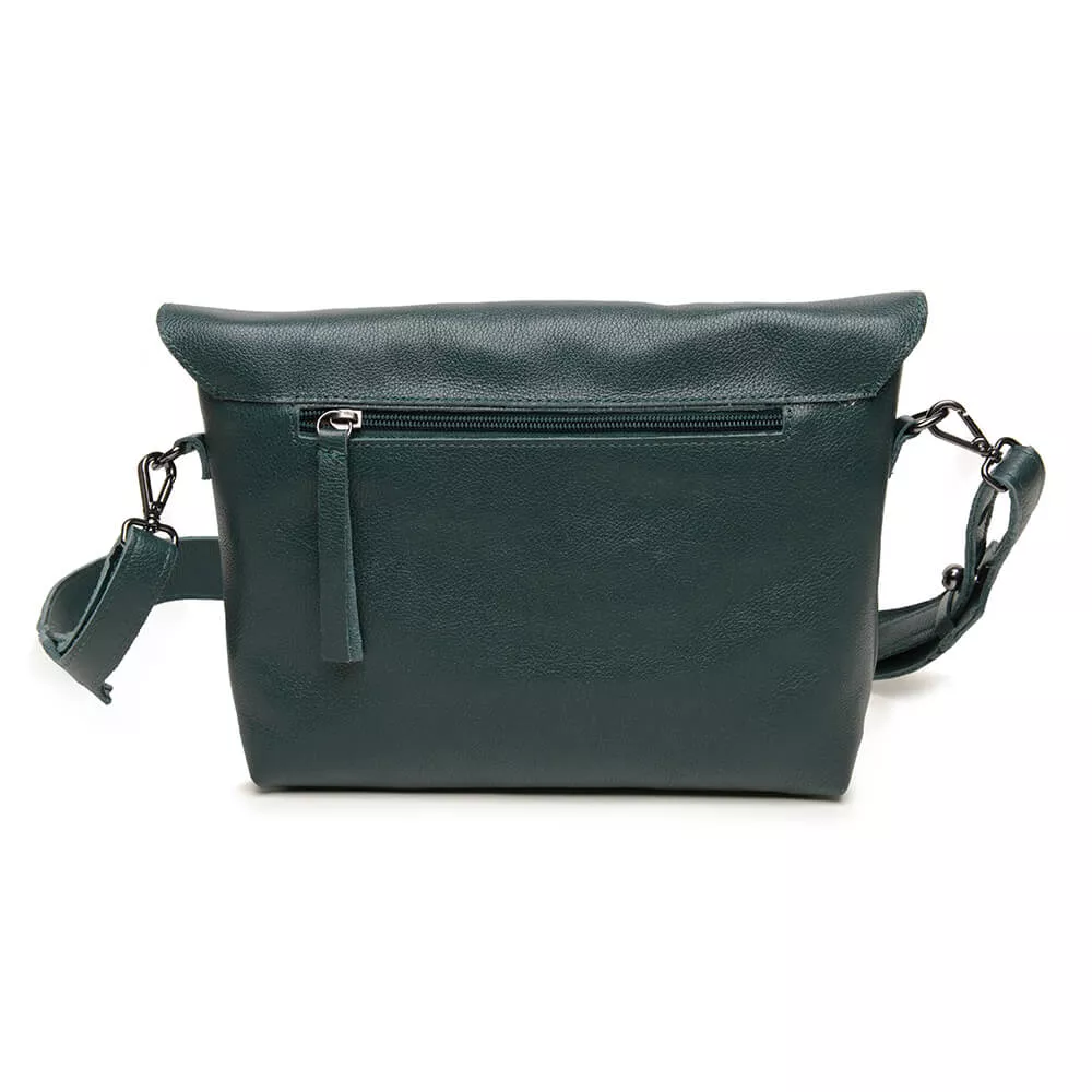 Bolsa de Couro Verde com Alça Regulável | Sapato Retro