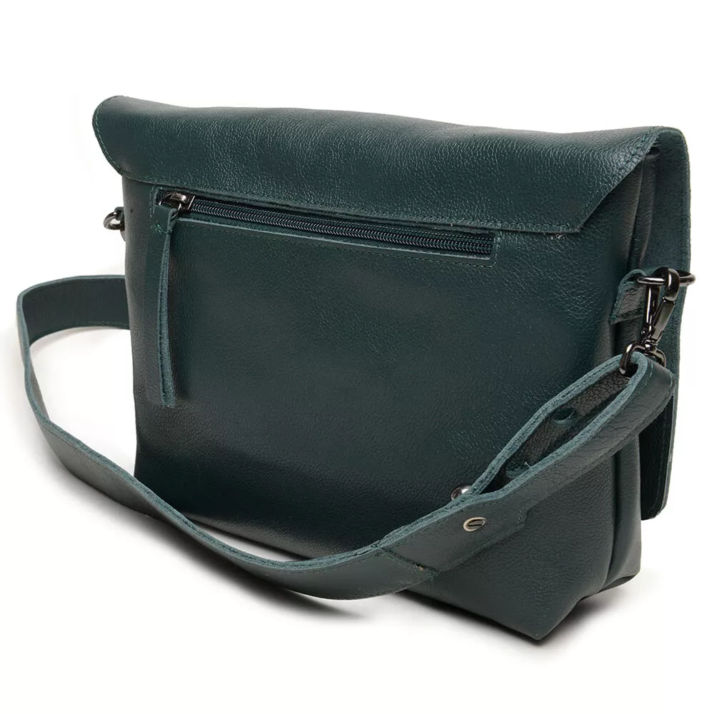 Bolsa de Couro Verde com Alça Regulável | Sapato Retro