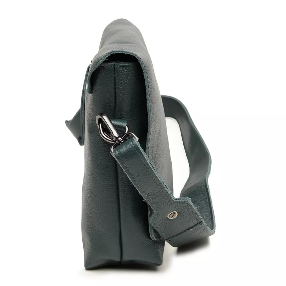 Bolsa de Couro Verde com Alça Regulável | Sapato Retro