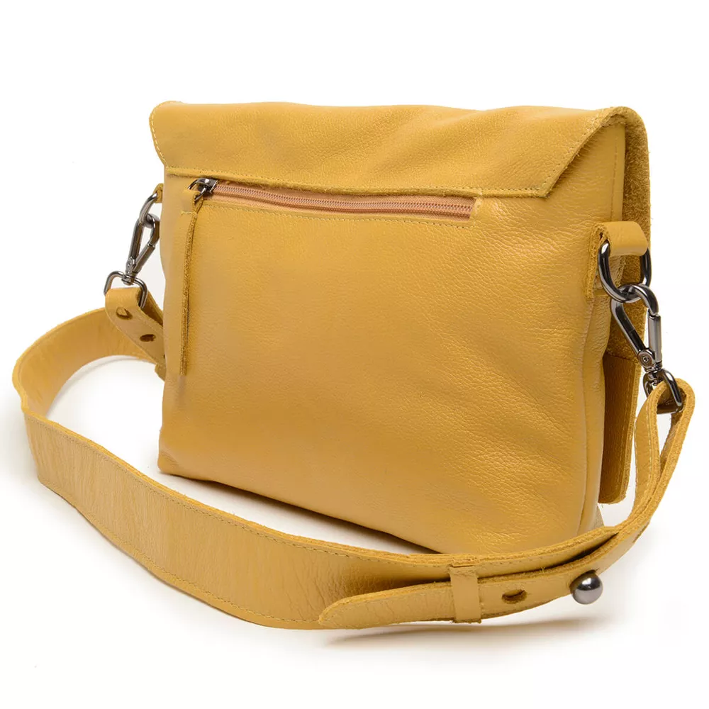 Bolsa Mostarda de Couro com Alça Regulável | Sapato Retro