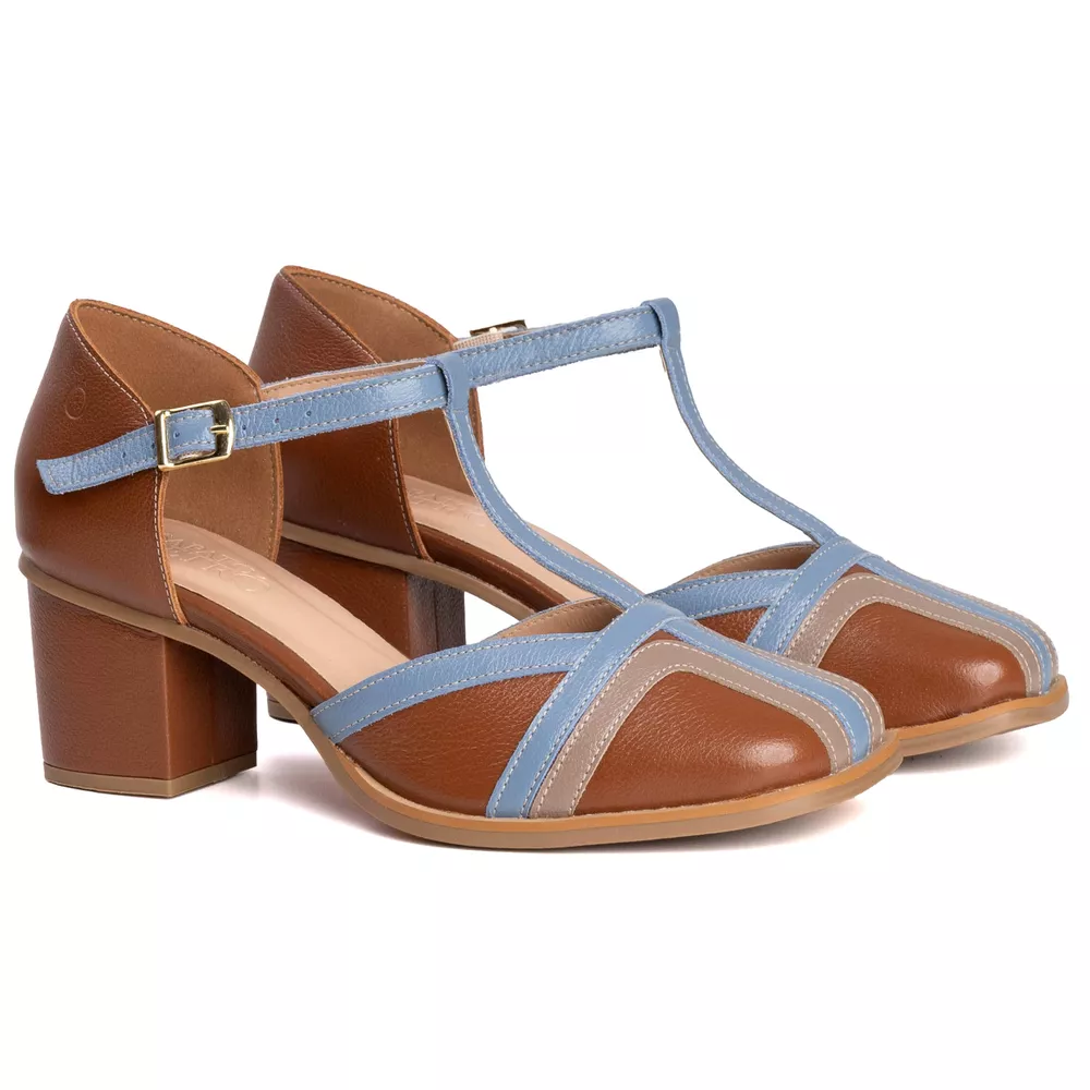 Compre Sapato Boneca Retrô Chocolate, Denin e Fendi | Sapato RetrÔ