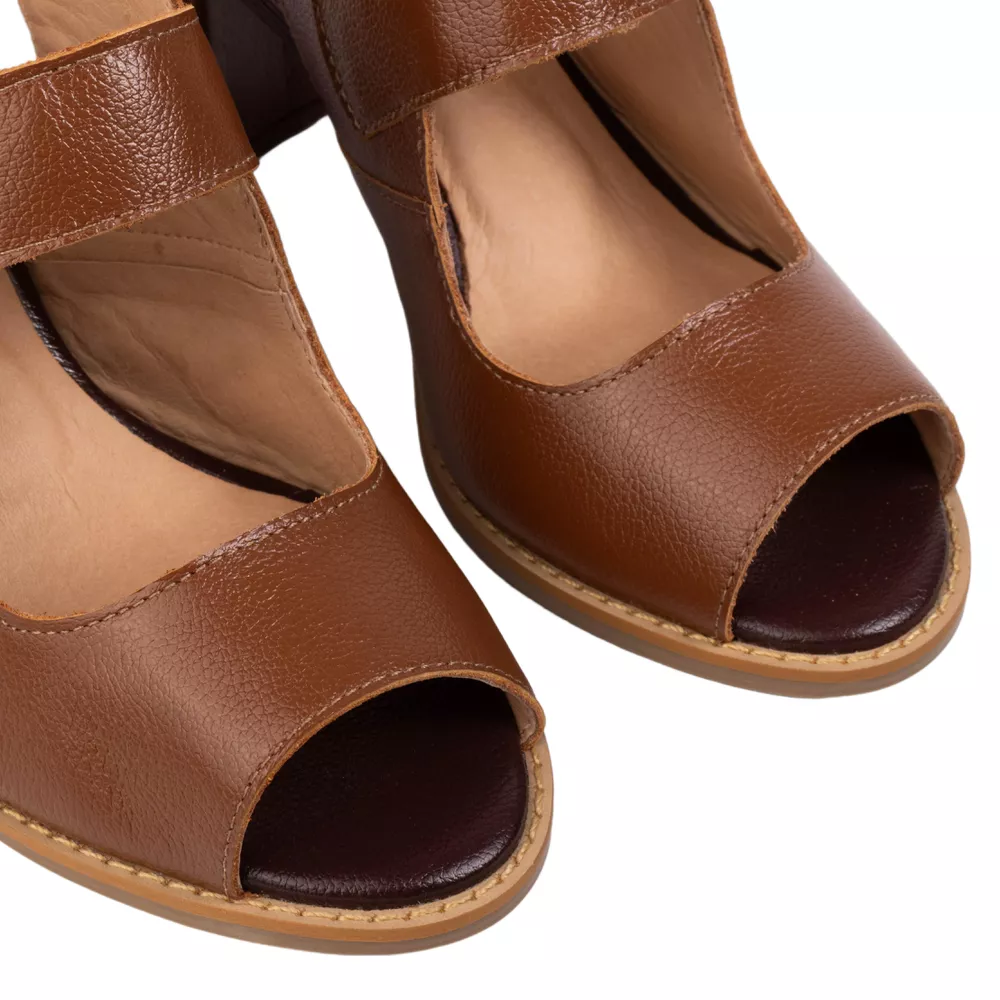 Peep Toe RetrÔ - Chocolate e Madeira - DESEJO | Sapato Retro