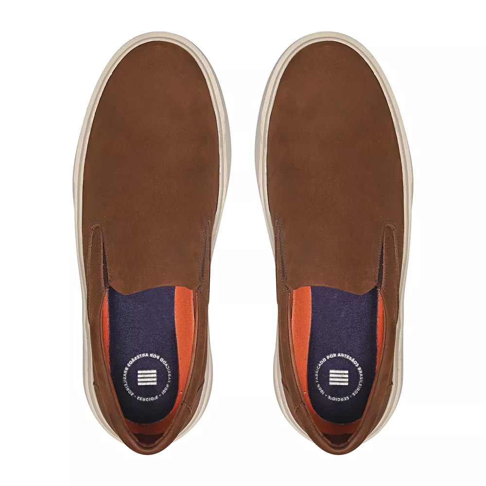 Slip-On Masculino Casual em Couro Marrom