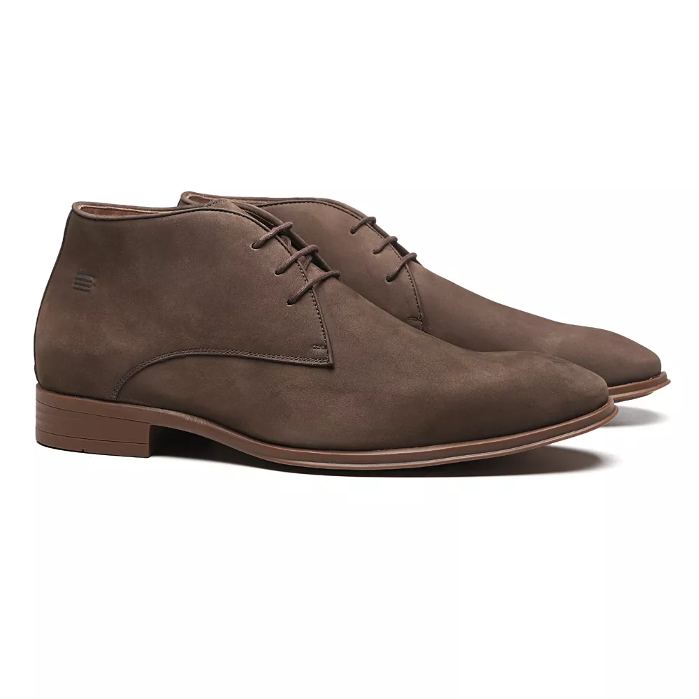  BOTA DERBY MASCULINA CASUAL EM COURO MARROM COM CONFORTO 
