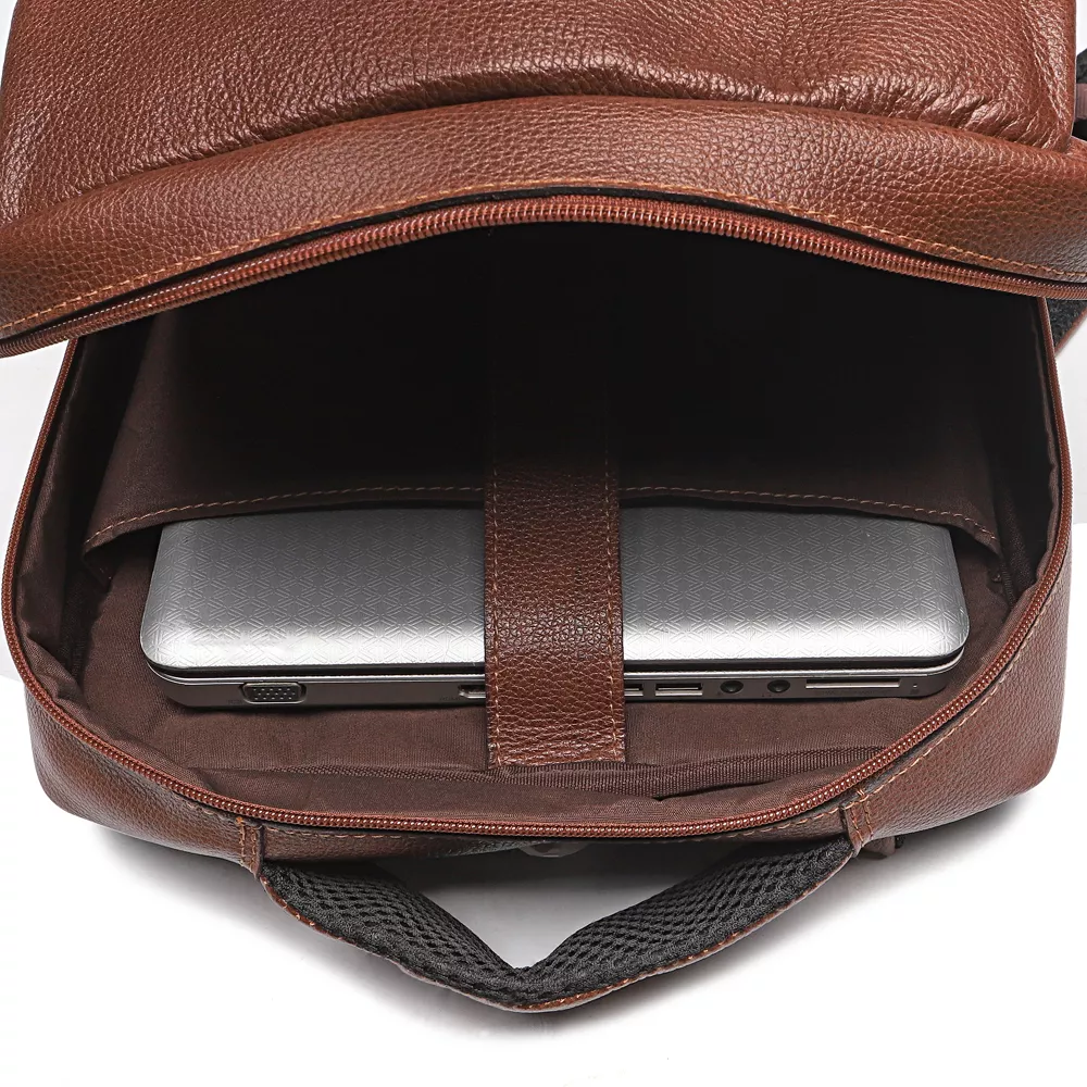 MOCHILA PORTA NOTEBOOK MASCULINA EM COURO MARROM | SERGIO`S