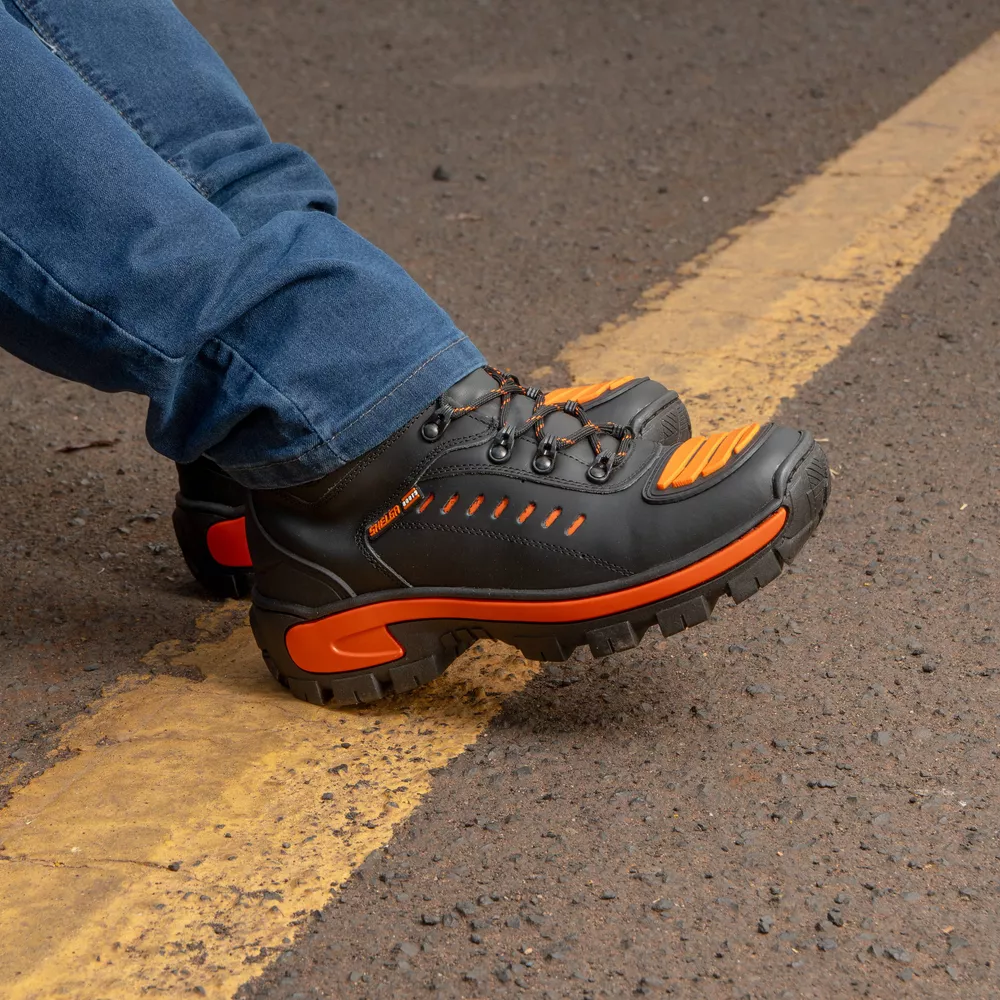 Bota Motor Motoqueira Cano Médio Refletivos Laterais Biqueira PVC | Laranja - CA 52083