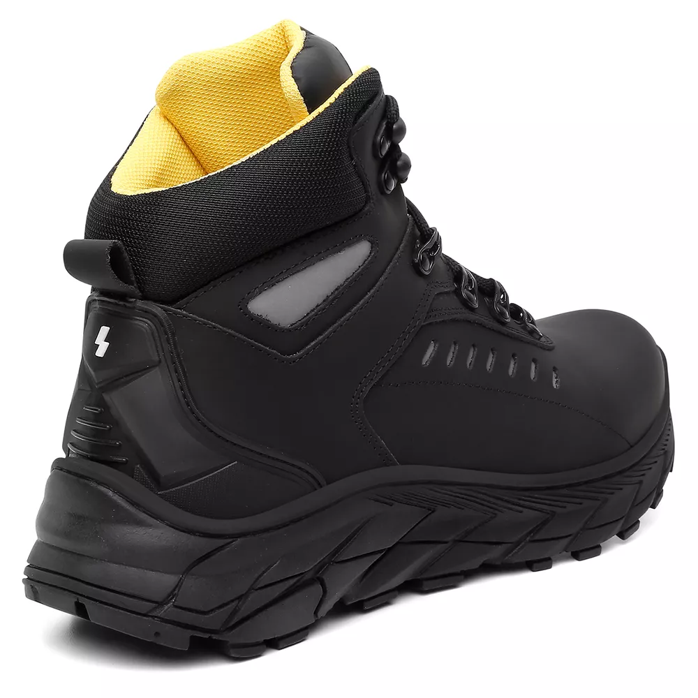 Bota Tracker Couro Legitimo Refletivos Laterais | Preto | Shelga Boots