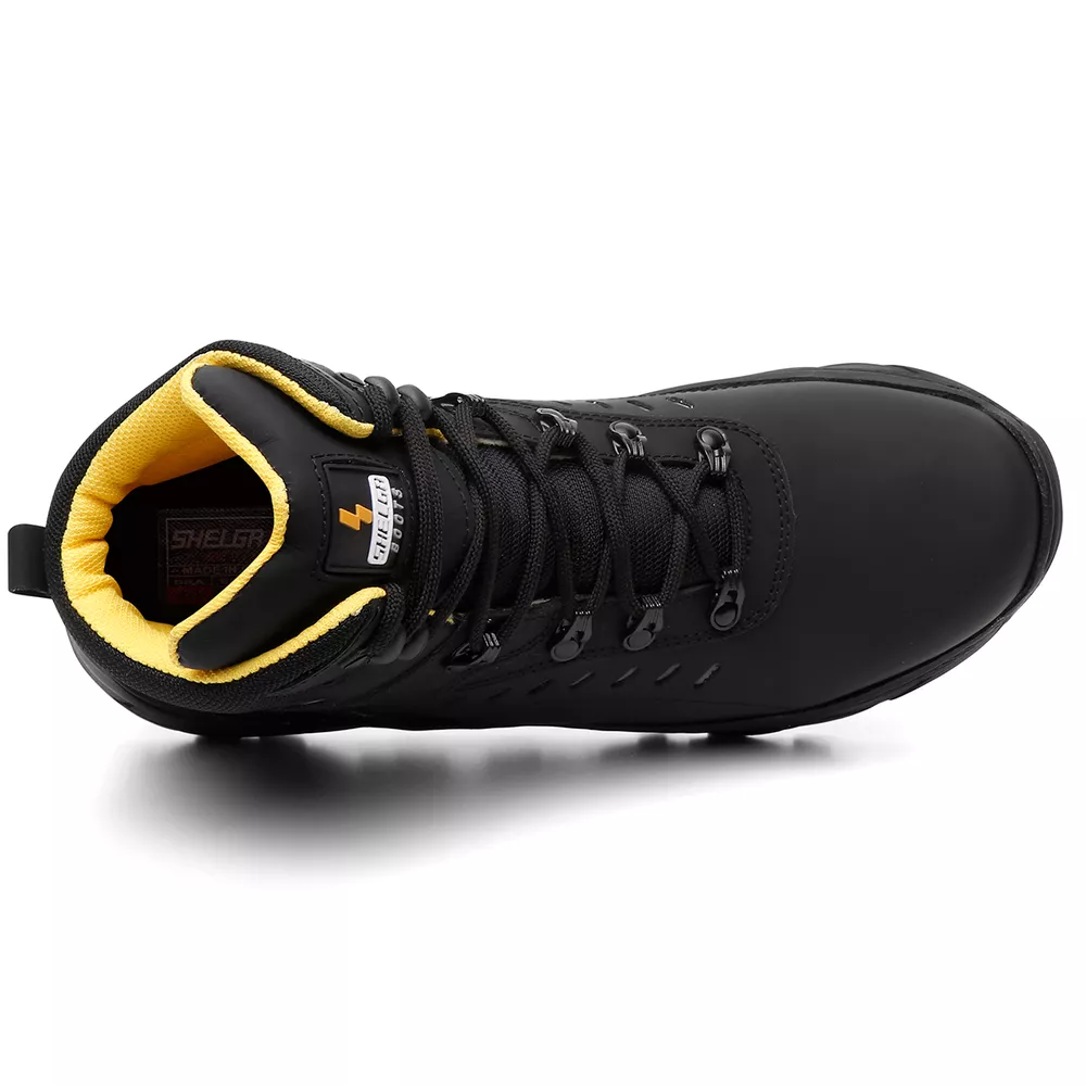 Bota Tracker Couro Legitimo Refletivos Laterais | Preto | Shelga Boots