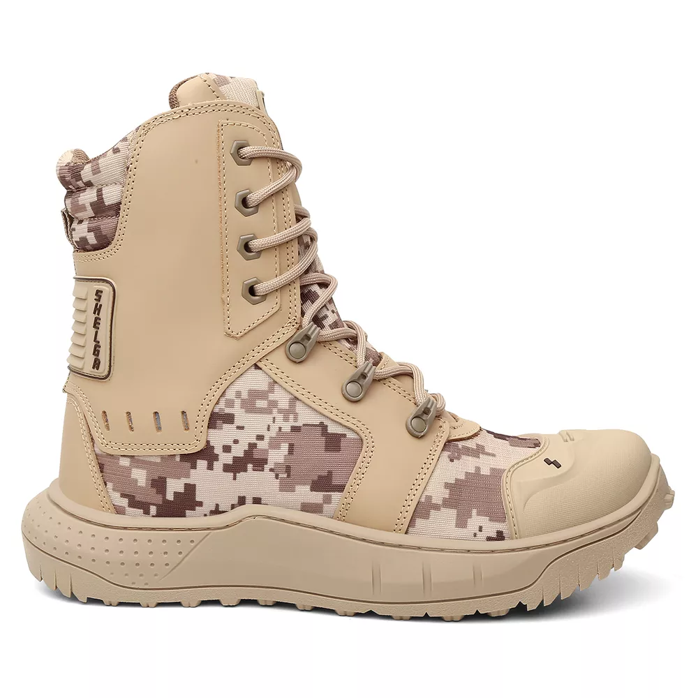 Bota Militar Tática Couro Nobre Bico PVC Protetor Frontal de Borracha ...