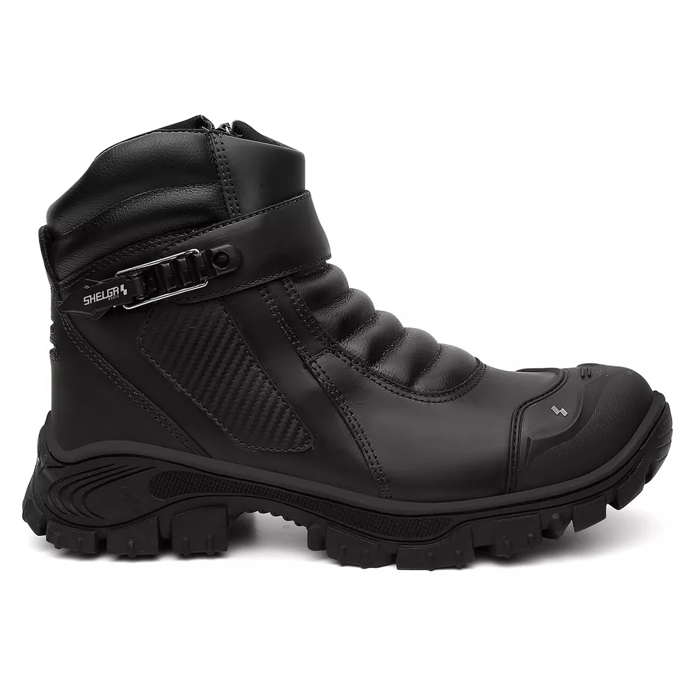 Bota Motoqueira MT Couro Premium Bico PVC Passador... - Shelga Boots