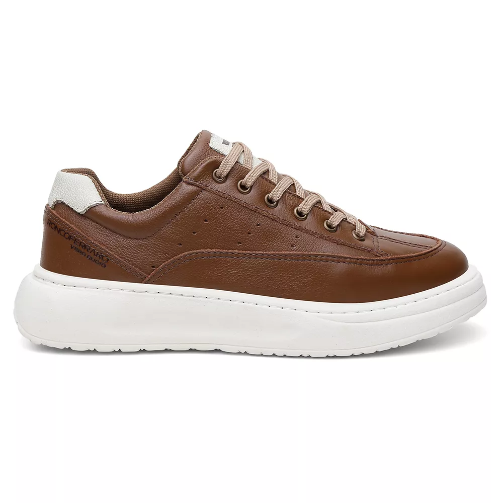 Sapatenis Urbano Couro Premium Casual Solado Nuvem Ronco Ferraro Capuccino