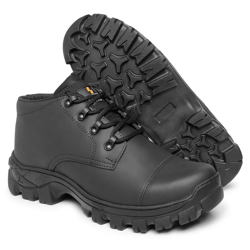 Bota Work Cano Médio Couro Legitimo Bico PVC | Preto | Shelga Boots