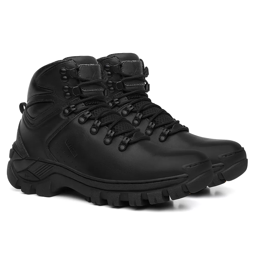 Bota Arizona em Couro Legítimo Reforçado Resistente com C.A. - Preto - Ouro - Via Livre Boots