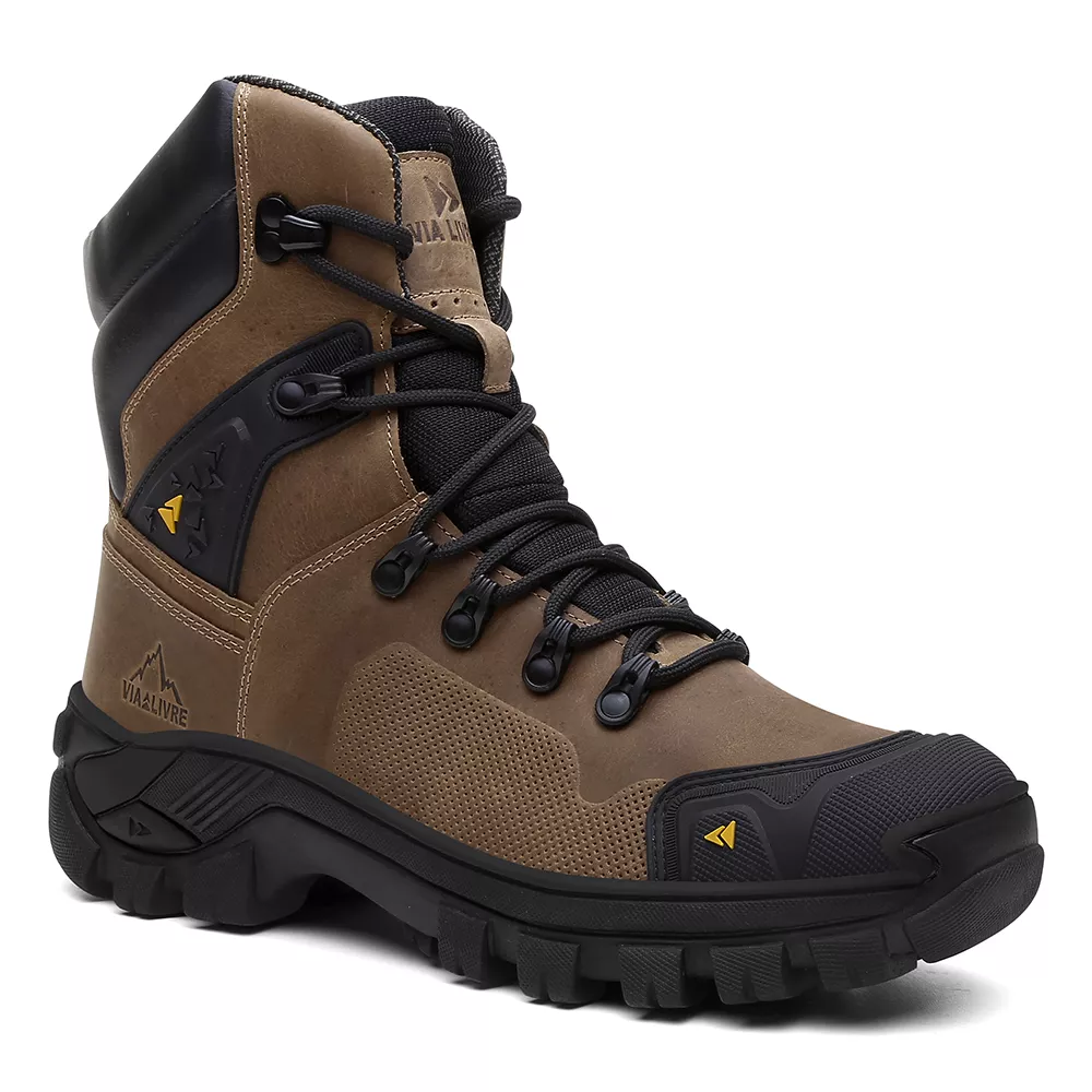 Coturno Vegas em Couro Legítimo Bota com C.A. 50.885 - Rato - Diamante - Via Livre Boots