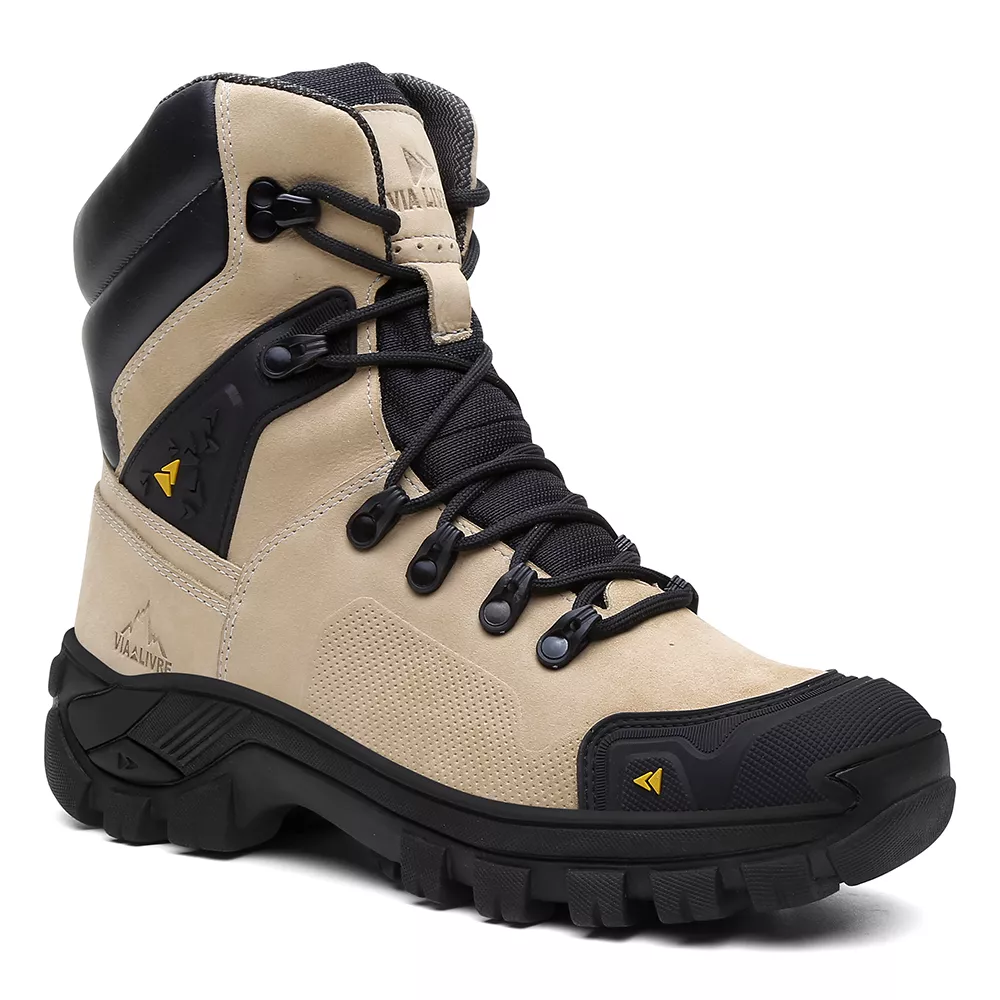 Coturno Vegas em Couro Legítimo Bota Com C.A. 50.885 - Nude - Diamante - Via Livre Boots