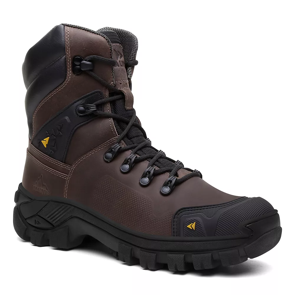 Coturno Vegas em Couro Legítimo Bota Com C.A. 50.885 - Marrom - Diamante - Via Livre Boots