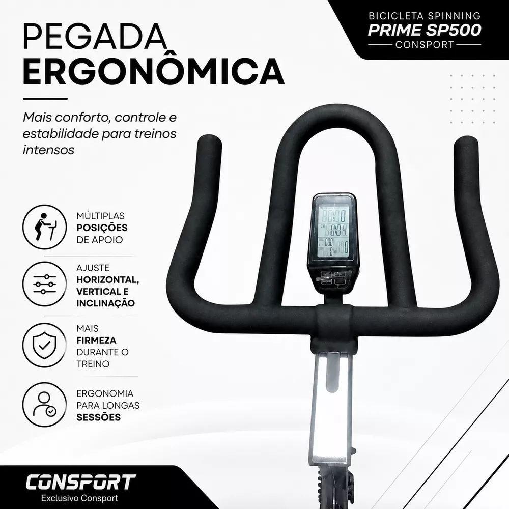 Bicicleta Spinning SP-500 Prime Connect Bluetooth Roda Inércia
