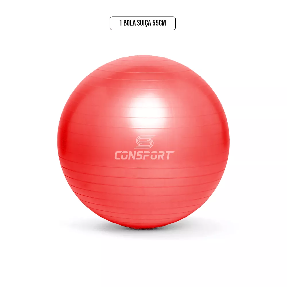 Bola Suíça para Pilates e Ginástica - 55cm - Vermelha