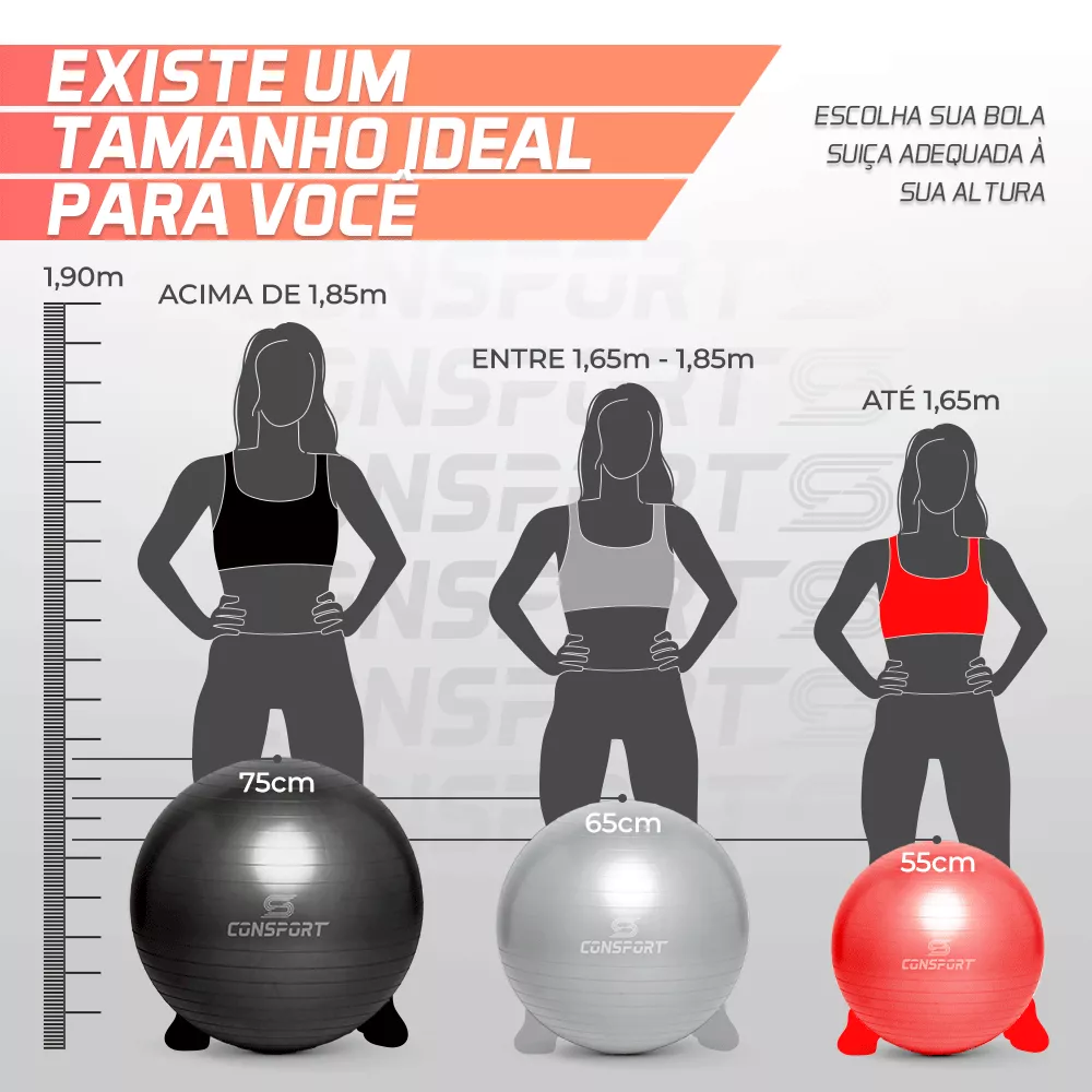 Bola Suíça para Pilates e Ginástica - 55cm - Vermelha