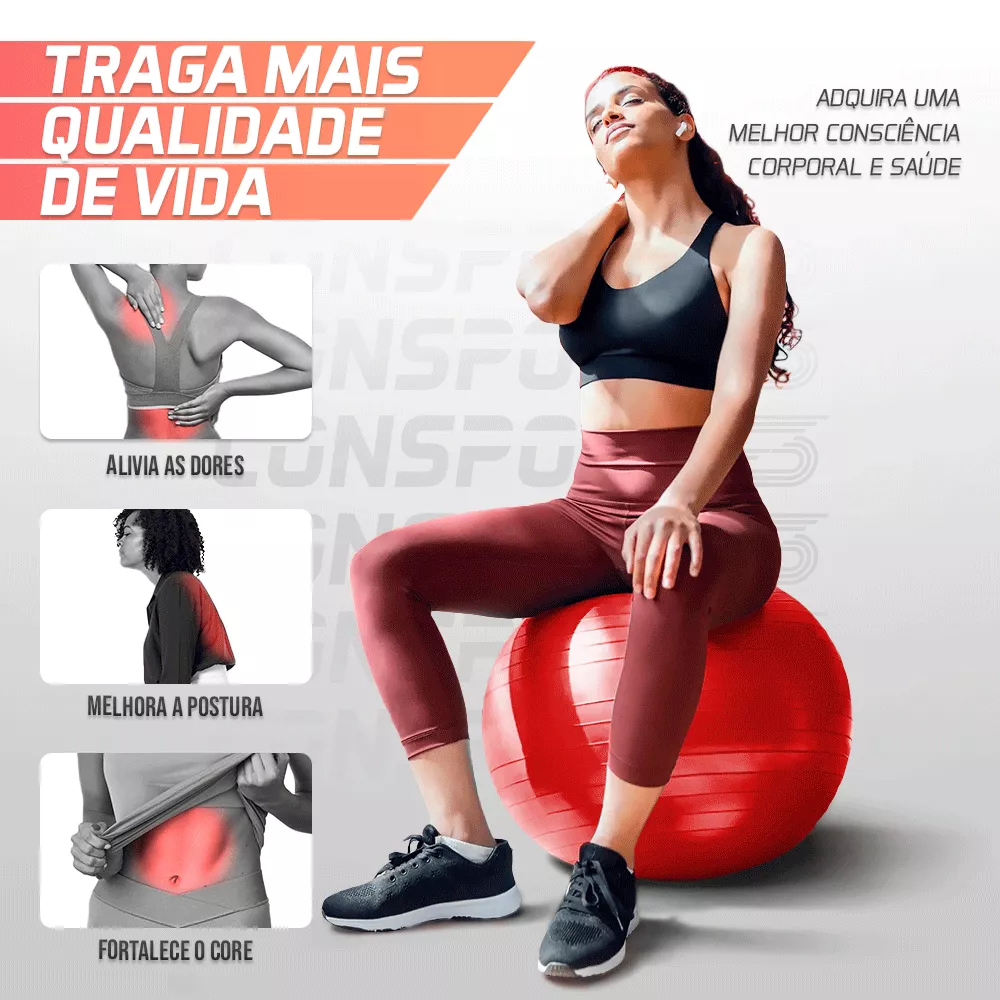 Bola Suíça para Pilates e Ginástica - 55cm - Vermelha