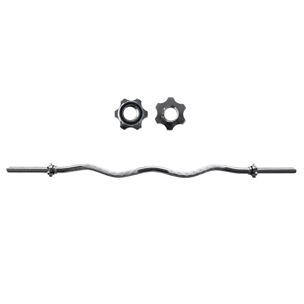 Barra W Musculação Maciça e Cromada com Rosca - 120cm