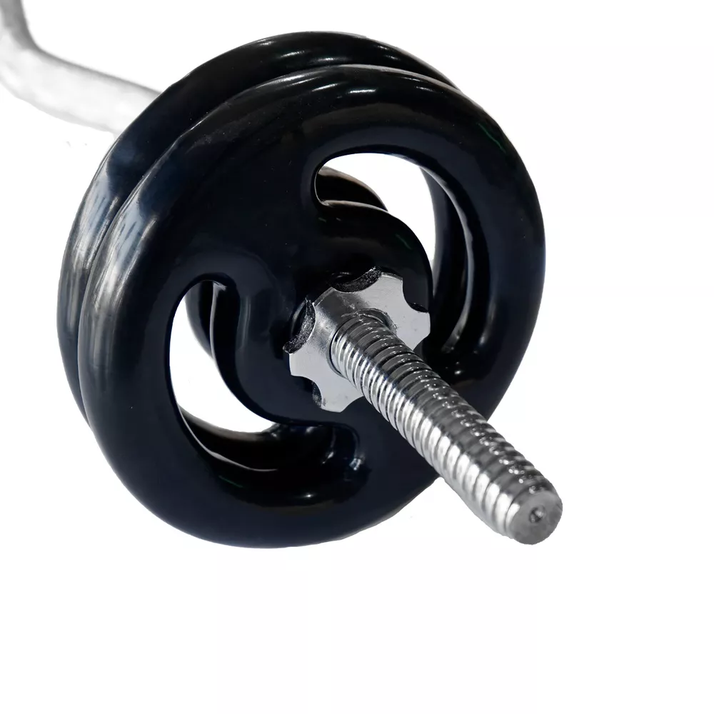 Barra W Musculação Maciça e Cromada com Rosca - 120cm