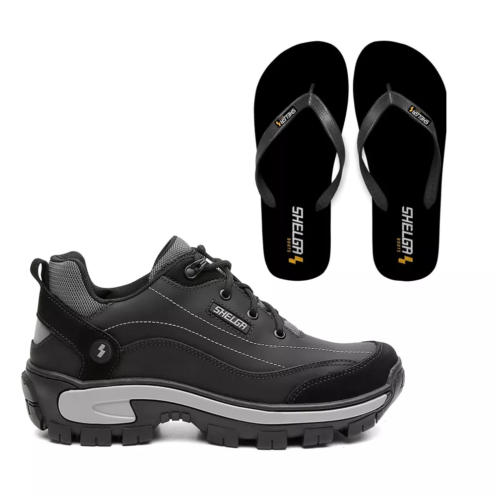 kit Tênis Desert + Chinelo Basic Unissex | Preto -... - Shelga Boots