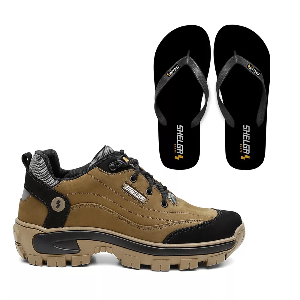 kit Tênis Desert + Chinelo Basic Unissex | Creme -... - Shelga Boots