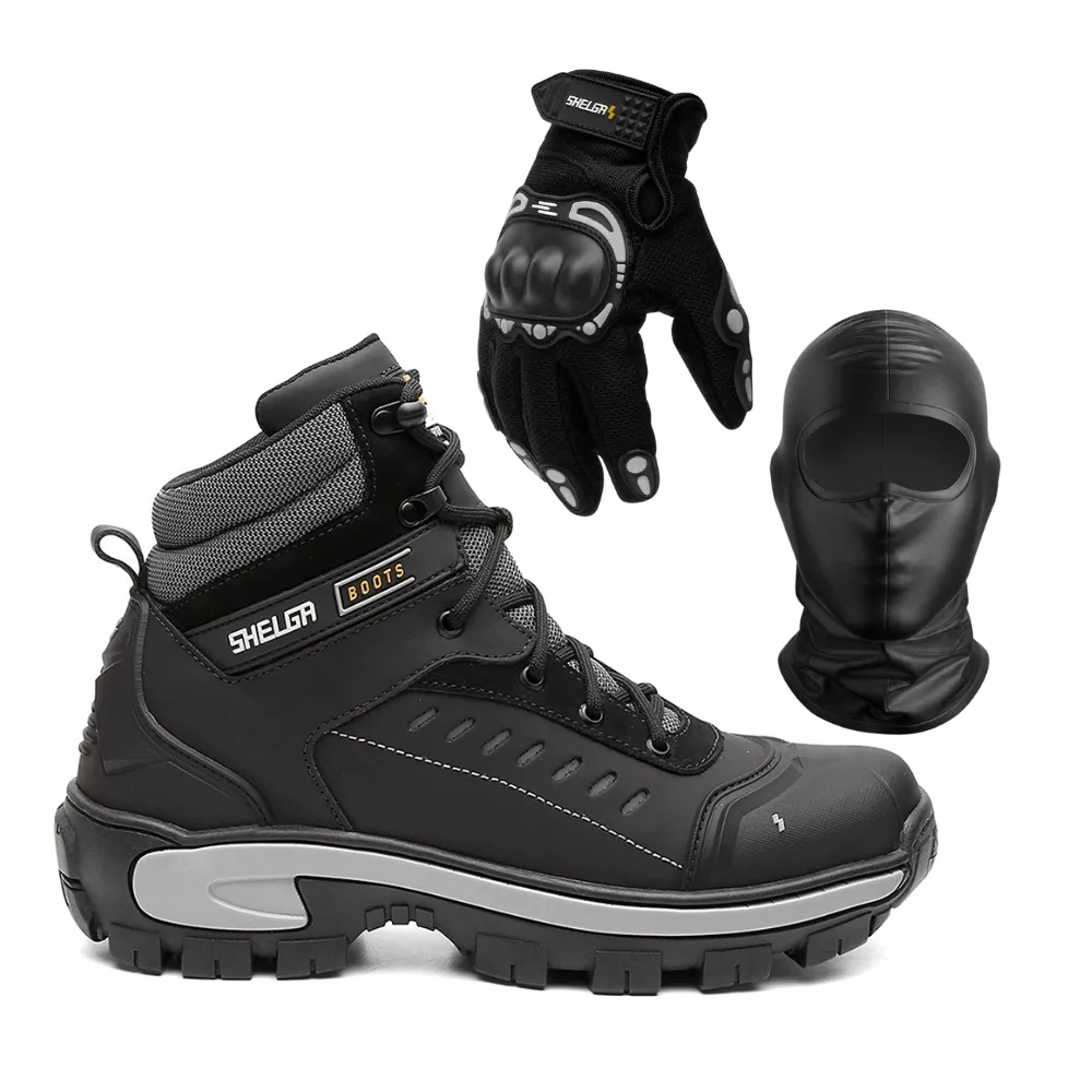Kit Bota Saara + Luva Fit + Balaclava | Preto - CA... - Shelga Boots