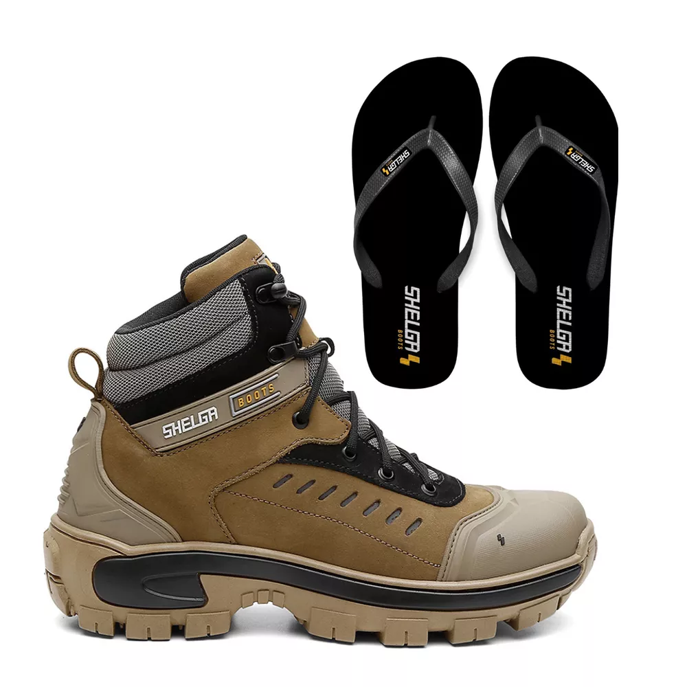 Kit Bota Saara + Chinelo Basic Unissex | Creme - C... - Shelga Boots