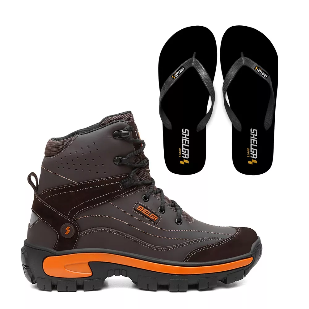 Kit Bota Patagônia + Chinelo Basic Unissex | Café ... - Shelga Boots