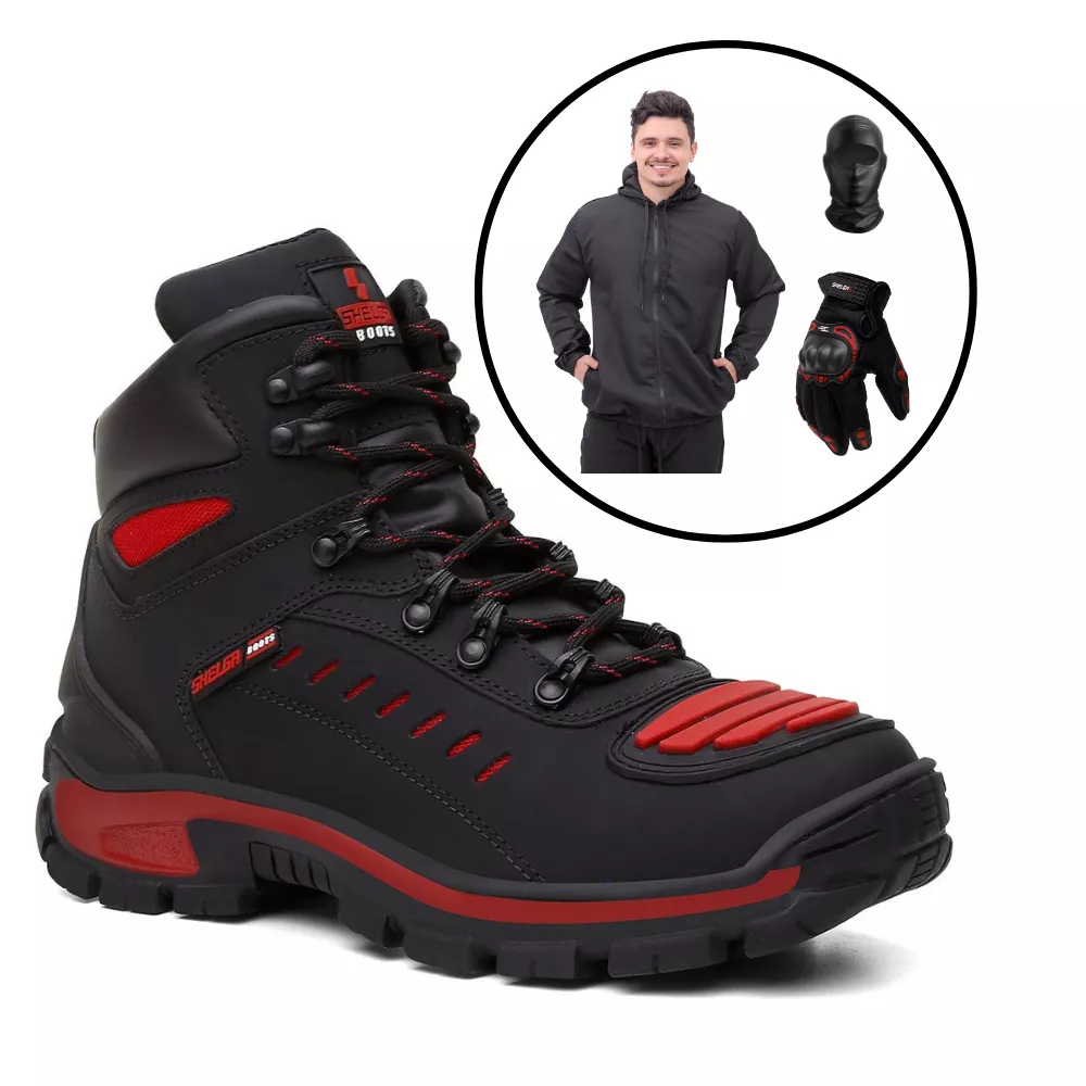 Kit Bota Motor + Corta Vento + Luva Fit + Balaclav... - Shelga Boots
