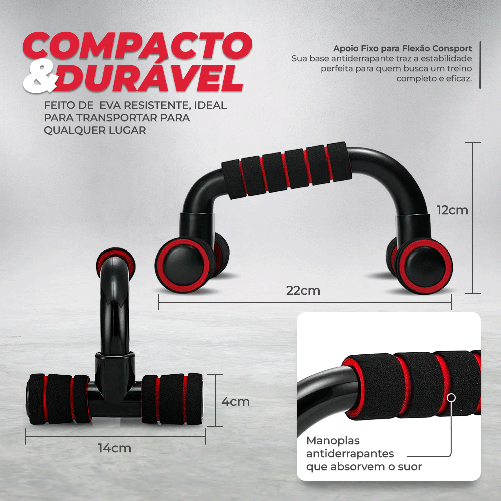 Apoio Fixo para Flexão Consport – Par de Pegadores Estáveis para Treinos de Peito, Braços e Ombros - Consport