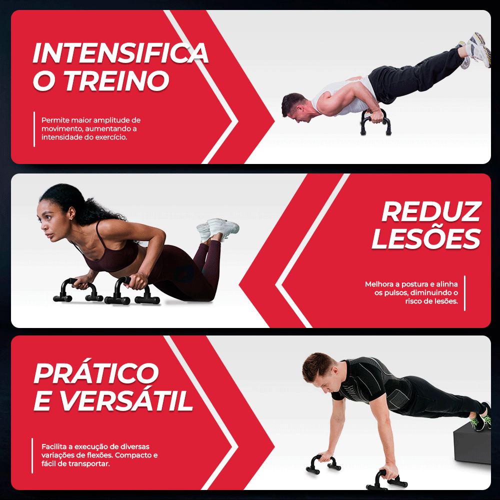 Apoio Fixo para Flexão Consport – Par de Pegadores Estáveis para Treinos de Peito, Braços e Ombros - Consport