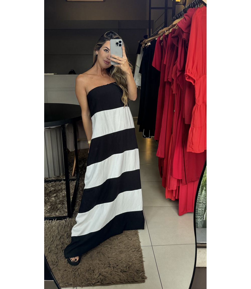 Vestido Giovana Listrado - 0002340029 - Jessica Lino Store