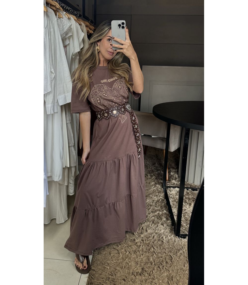 Vestido Boho Chic Marrom - 0002240010 - Jessica Lino Store
