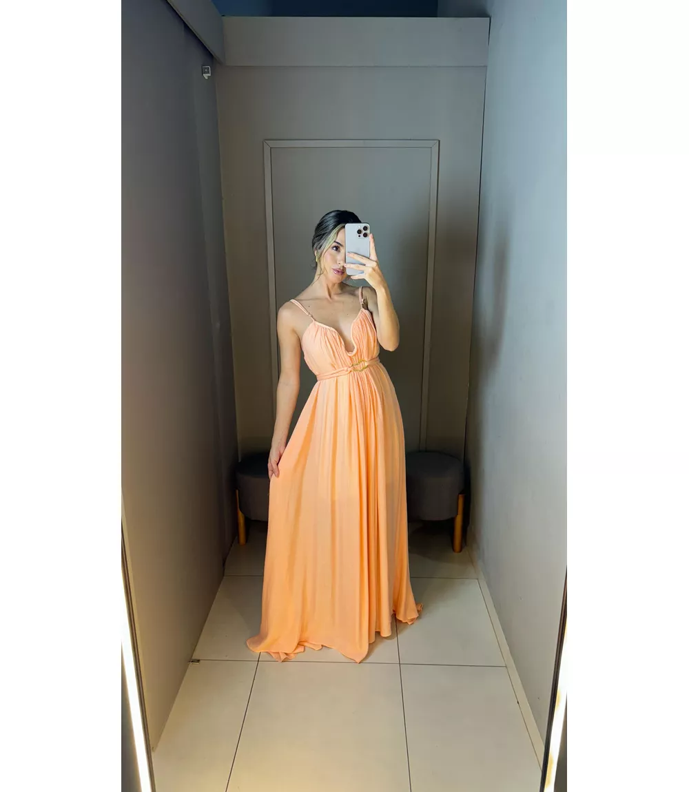 Vestido Lipa Salmão - 0000430037 - Jessica Lino Store
