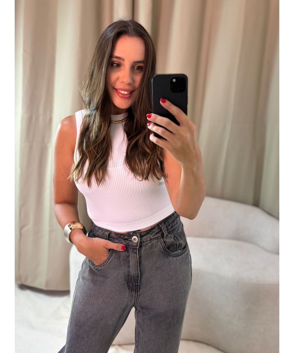 Cropped Regata Canelado Branco - Lilita Concept