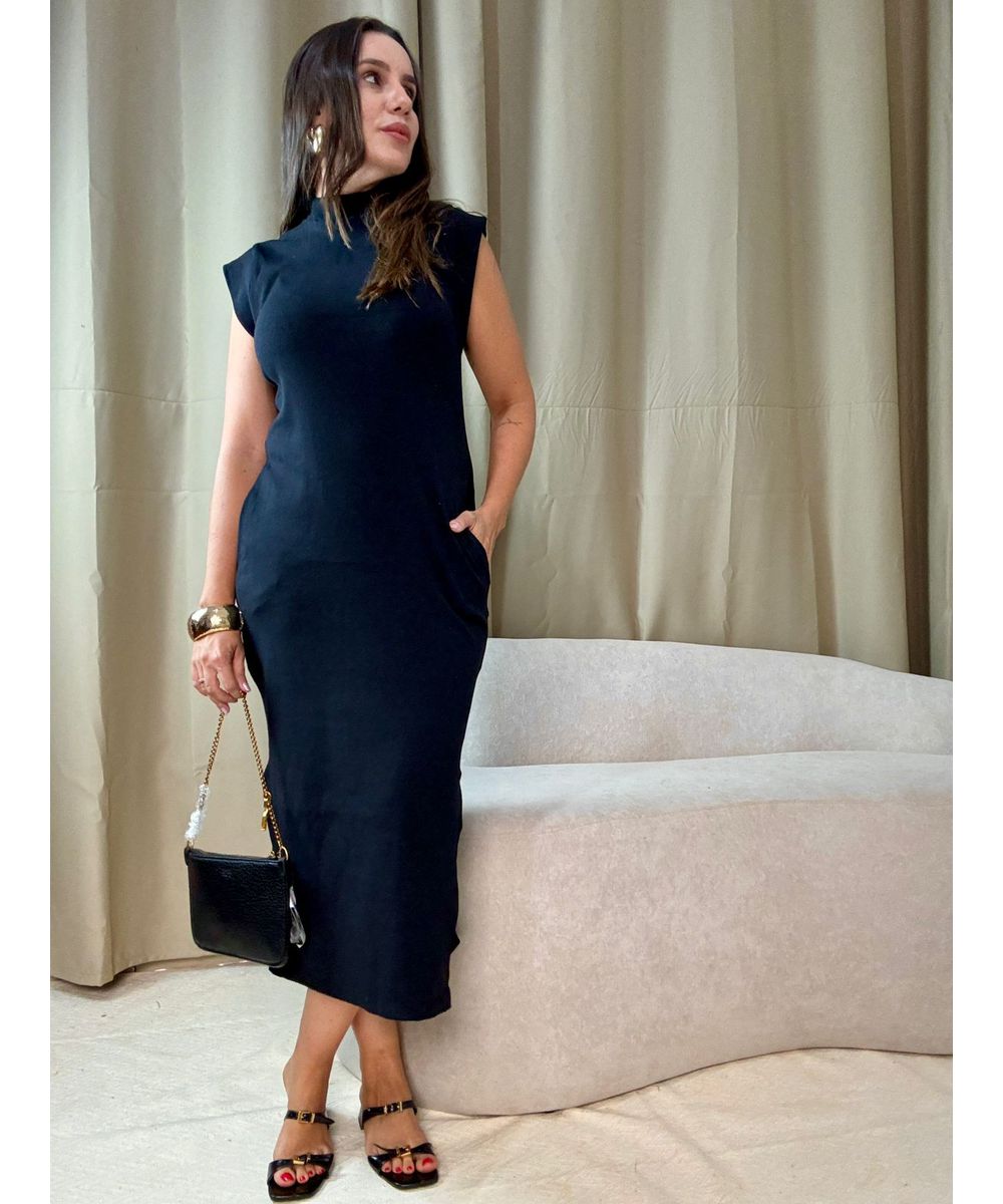 Vestido Canelado Muscle Tee Preto - Lilita Concept