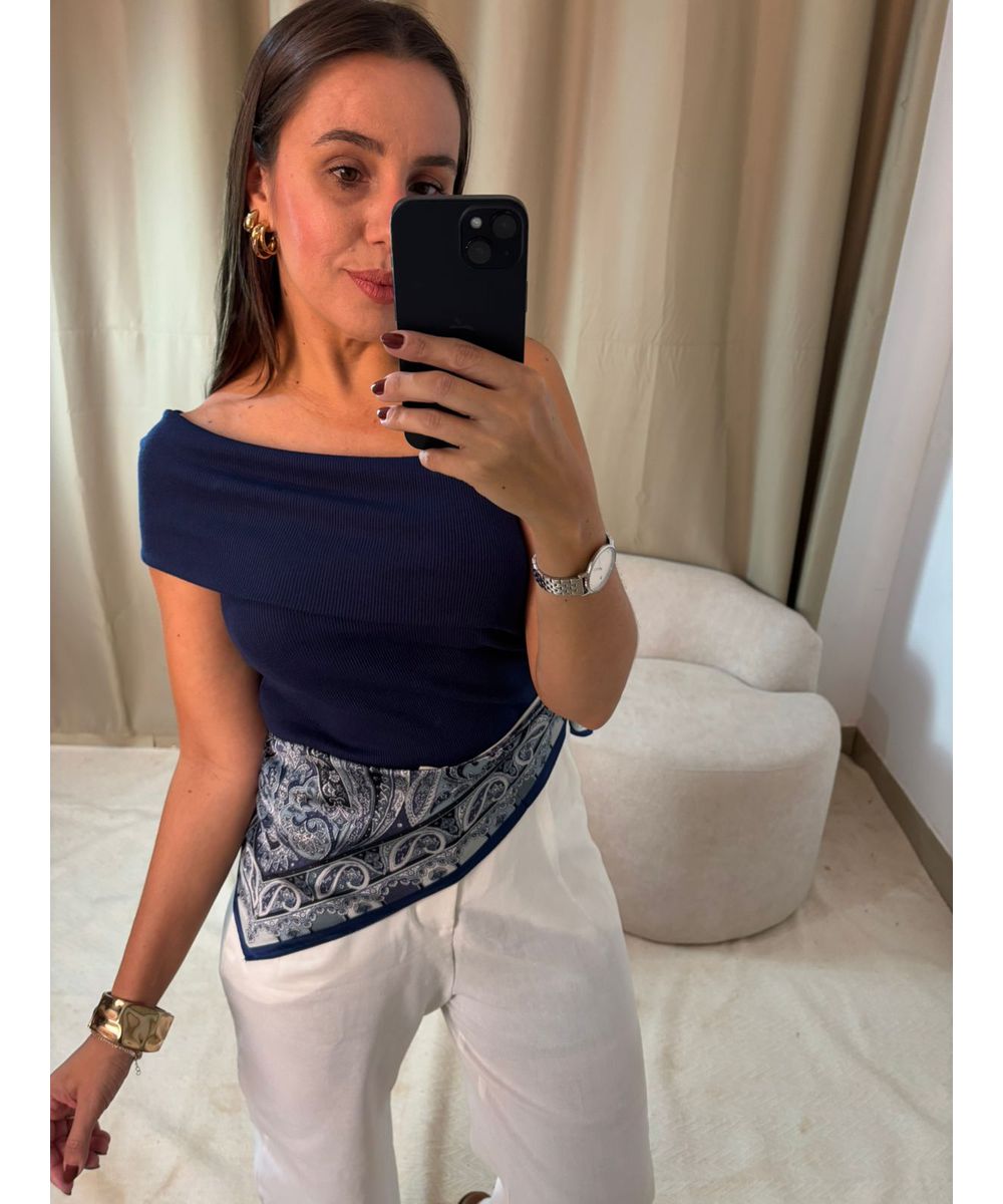 Ciganinha Canelada Azul Marinho - Lilita Concept