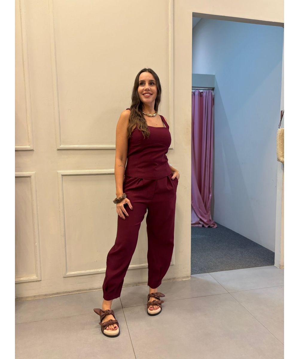 Calça Visco Linho Marsala - Lilita Concept