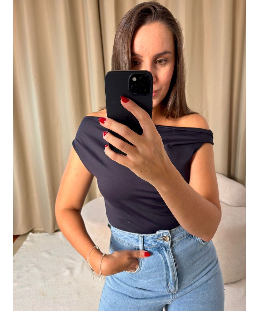 Body Manga Torcida Preto - Lilita Concept