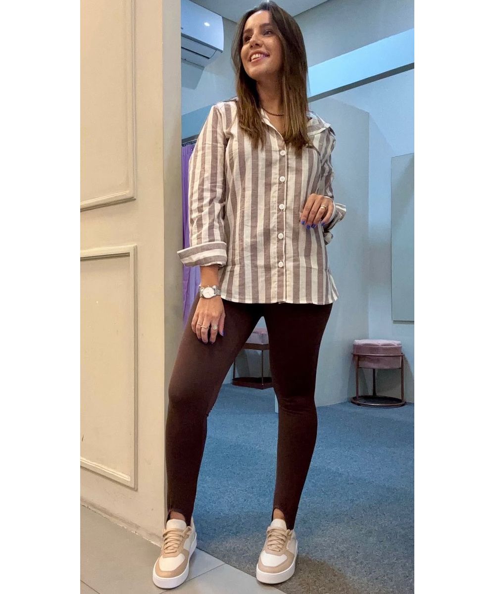 Calça Pezinho Flanelada Marrom - Lilita Concept