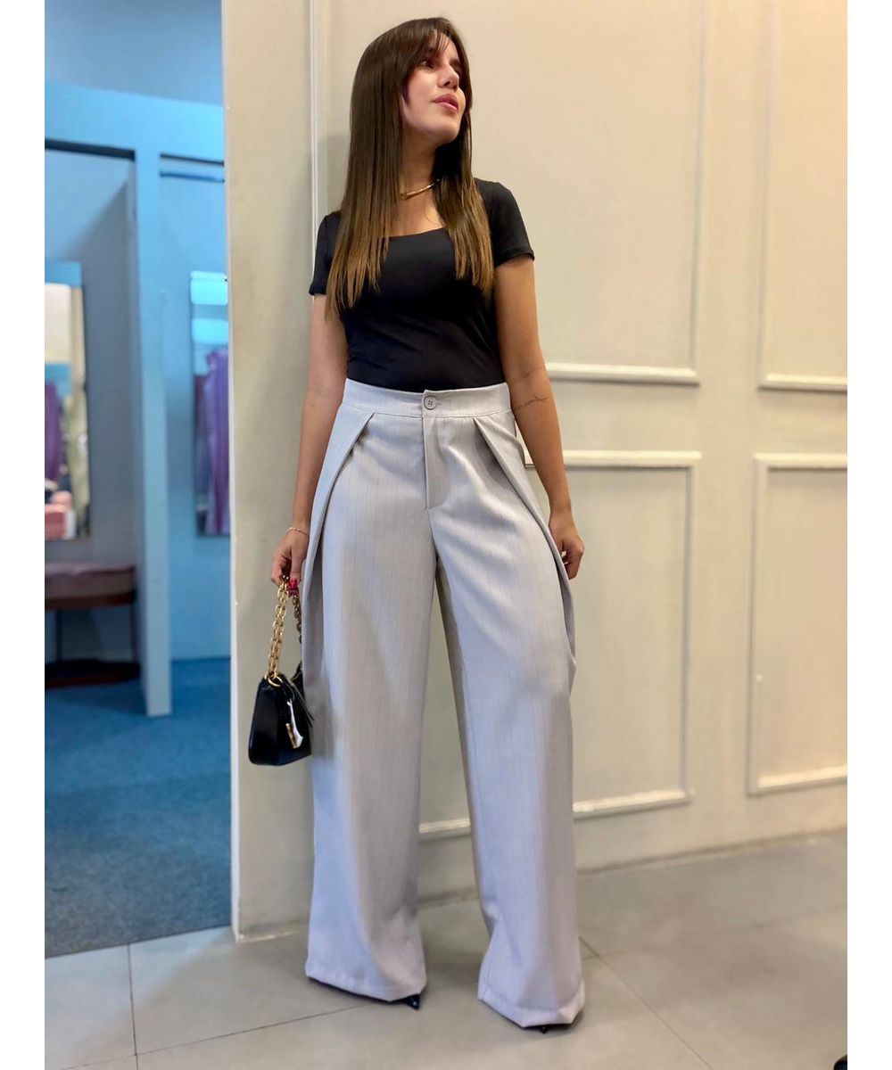 Calça Pantalona Zara Cinza - Lilita Concept