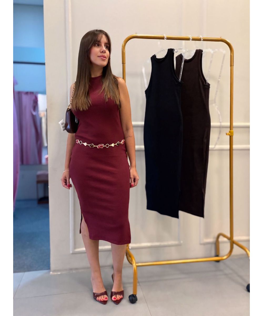 Vestido Canelado Regata Bordo - Lilita Concept