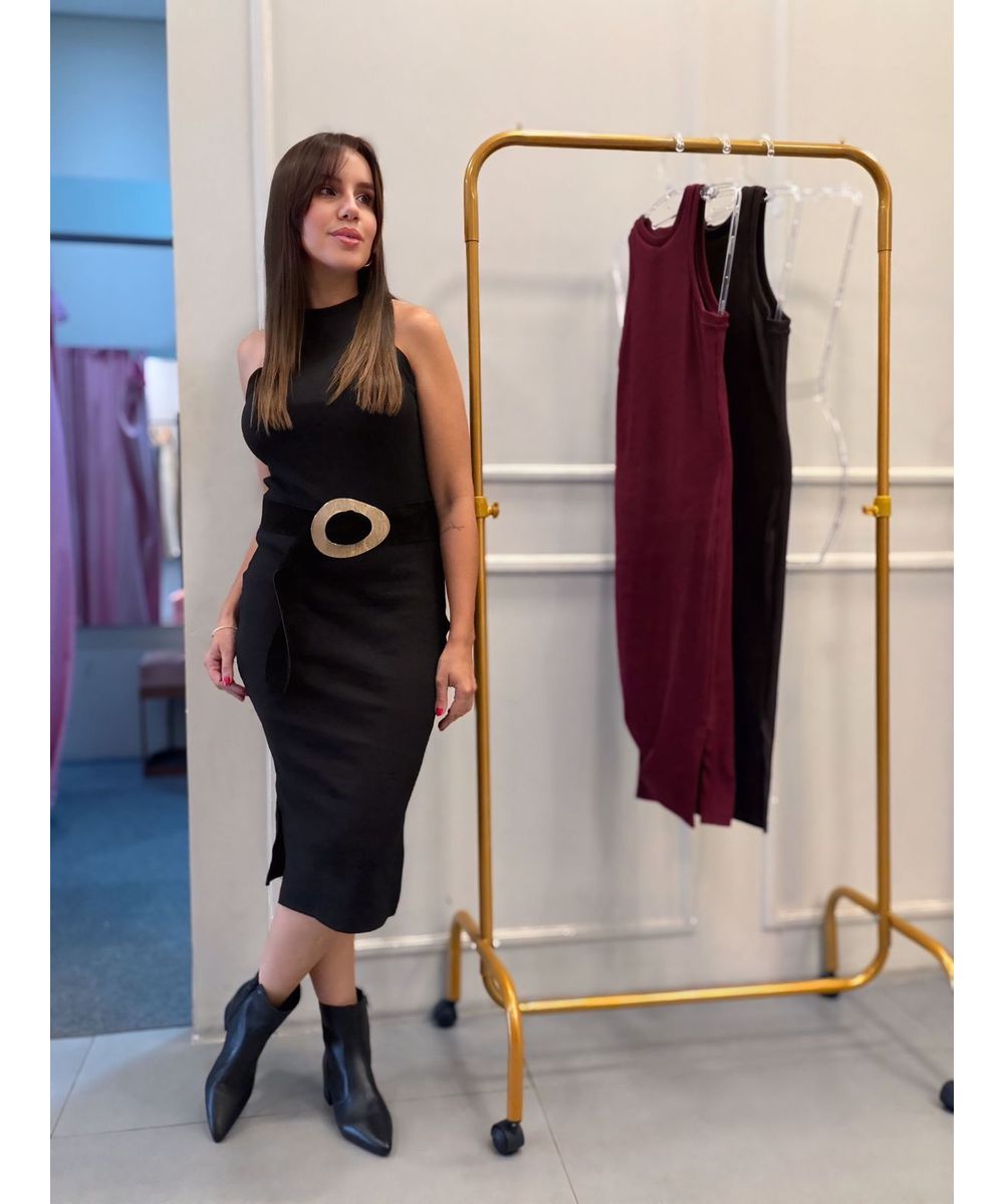 Vestido Canelado Regata Preto - Lilita Concept