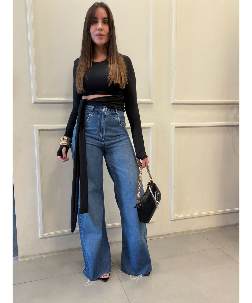 Cropped Manga Longa Raia Preto - Lilita Concept