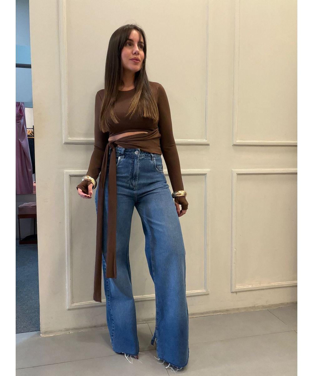 Cropped Manga Longa Raia Marrom - Lilita Concept